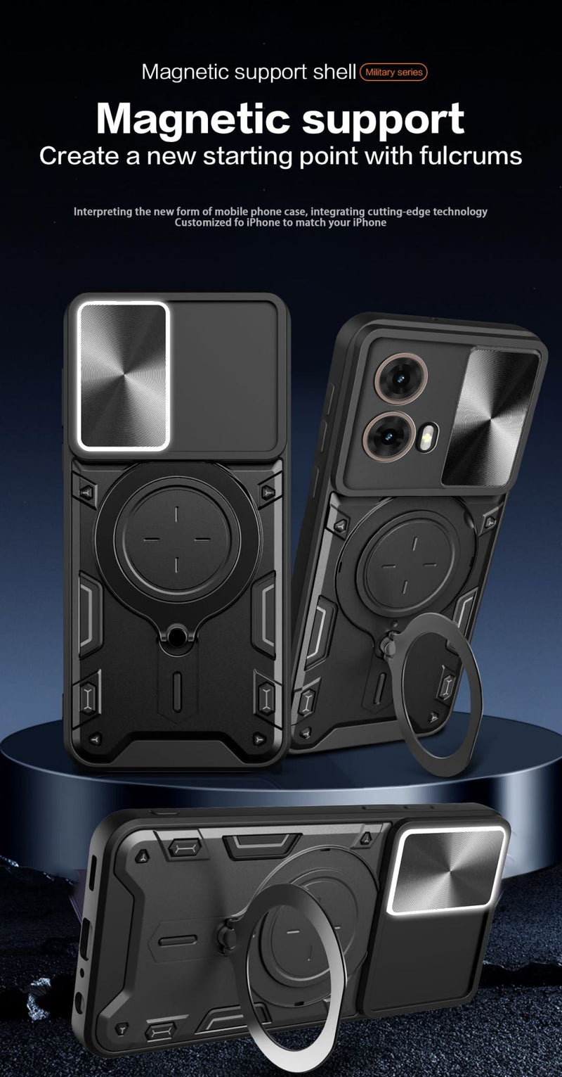 Motorola Moto G85 Ring Kickstand Case w/ Camera Cover [Black]