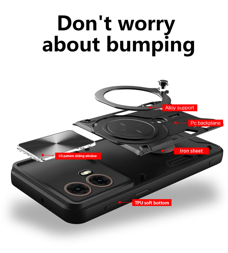 Motorola Moto G85 Ring Kickstand Case w/ Camera Cover [Black]