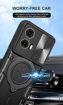 Motorola Moto G85 Ring Kickstand Case w/ Camera Cover [Black]