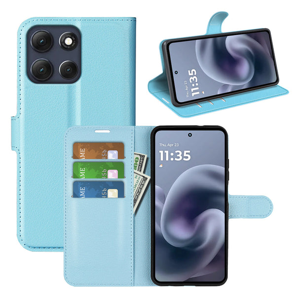 Moto G86 5G PU Wallet Case [LightBlue]