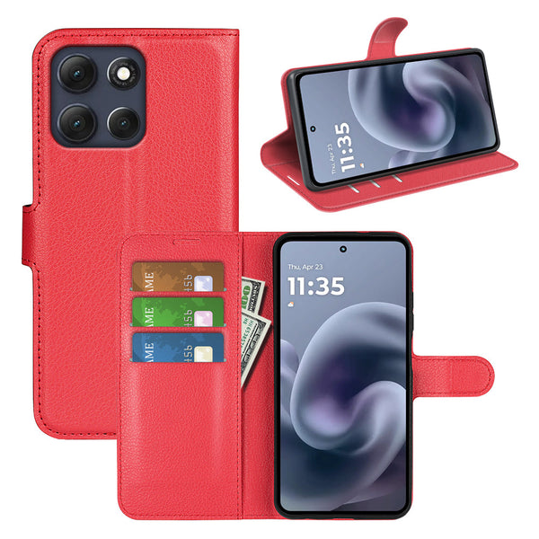Moto G86 5G PU Wallet Case [Red]