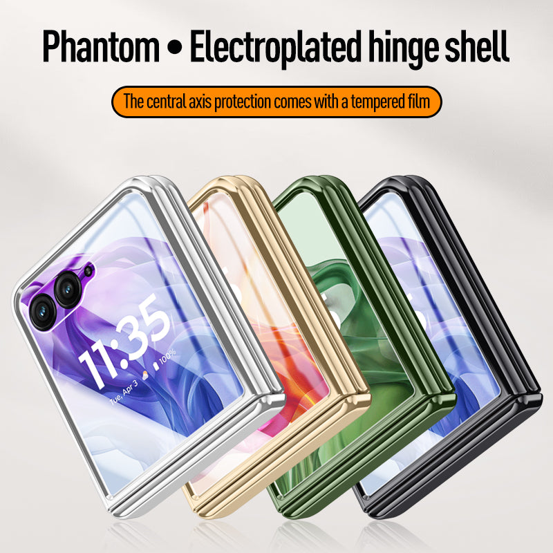 Icebreaker Clear Electroplated Hinge Case for Motorola Razr 50 Ultra with Tempered Glass [Black]