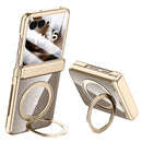 Clear 360°Rotating Magnetic Ring Stand Case for Motorola Razr 50 / Razr 60 with Tempered Glass [Gold]