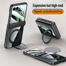 Clear 360°Rotating Magnetic Ring Stand Case for Motorola Razr 60 Ultra with Tempered Glass [Black]