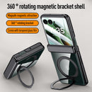Clear 360°Rotating Magnetic Ring Stand Case for Motorola Razr 60 Ultra with Tempered Glass [Black]