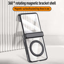 Clear 360°Rotating Magnetic Ring Stand Case for Motorola Razr 60 Ultra with Tempered Glass [Black]