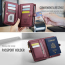 Caseme RFID Blocking Passport Holder Wallet – Leather Travel Organizer [Maroon]