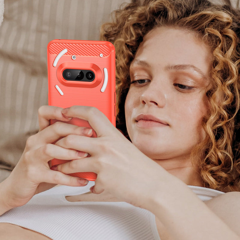 Nothing Phone (3a) Carbon Fibre Brushed Case [Red]