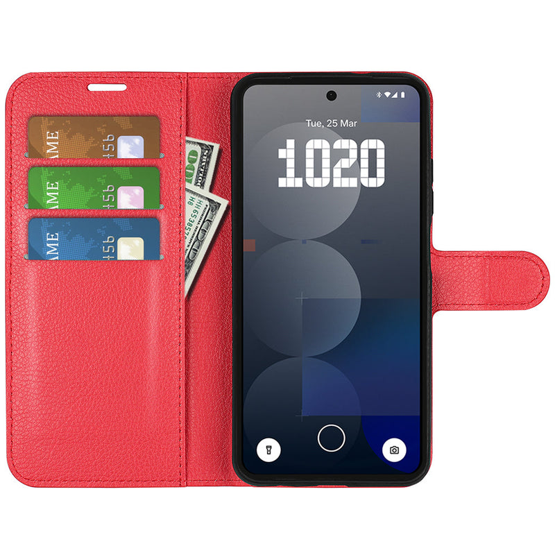 Nothing Phone (3a) Pro PU Wallet Case [Red]