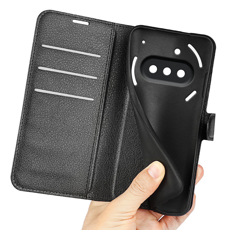 Nothing Phone (3a) PU Wallet Case [Black]
