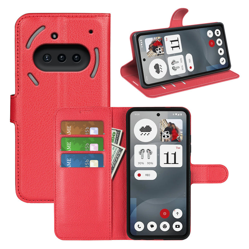 Nothing Phone (3a) PU Wallet Case [Red]
