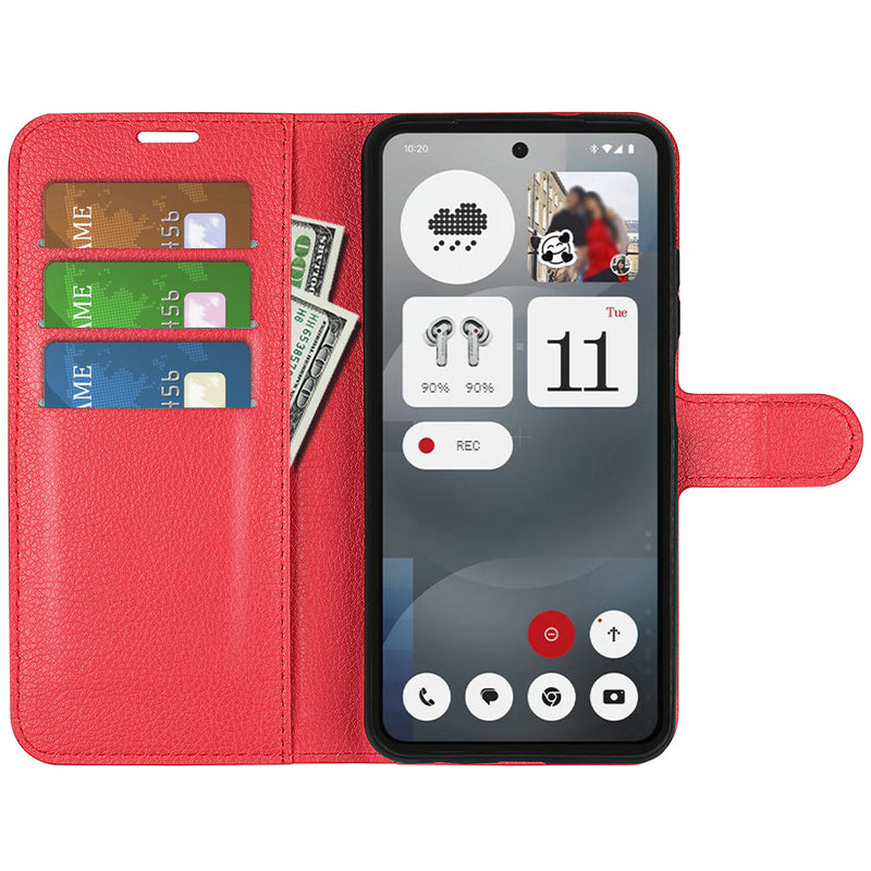 Nothing Phone (3a) PU Wallet Case [Red]