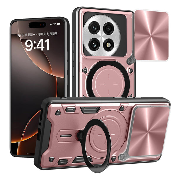 OnePlus 13 Ring Kickstand Case w/ Camera Cover [Rose Gold]