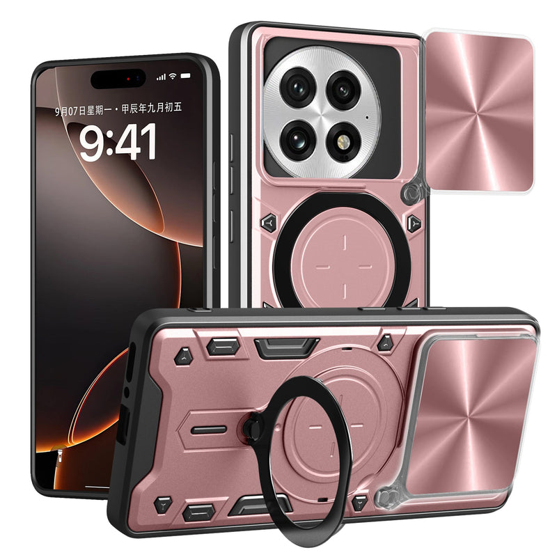 OnePlus 13 Ring Kickstand Case w/ Camera Cover [Rose Gold]