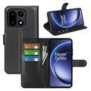 Wallet Case for OnePlus 15 – PU Leather Flip Cover with Card Holder & Stand [Black]