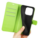 Wallet Case for OnePlus 15 – PU Leather Flip Cover with Card Holder & Stand [Green]