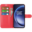 Wallet Case for OnePlus 15 – PU Leather Flip Cover with Card Holder & Stand [Red]