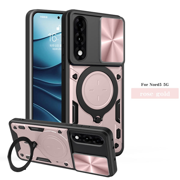 OnePlus Nord 5 Ring Kickstand Case w/ Camera Cover [Rose Gold]