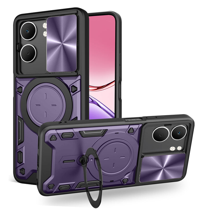OPPO A5 Ring Kickstand Case w/ Camera Cover [Purple]