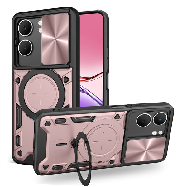 OPPO A5 Ring Kickstand Case w/ Camera Cover [Rose Gold]