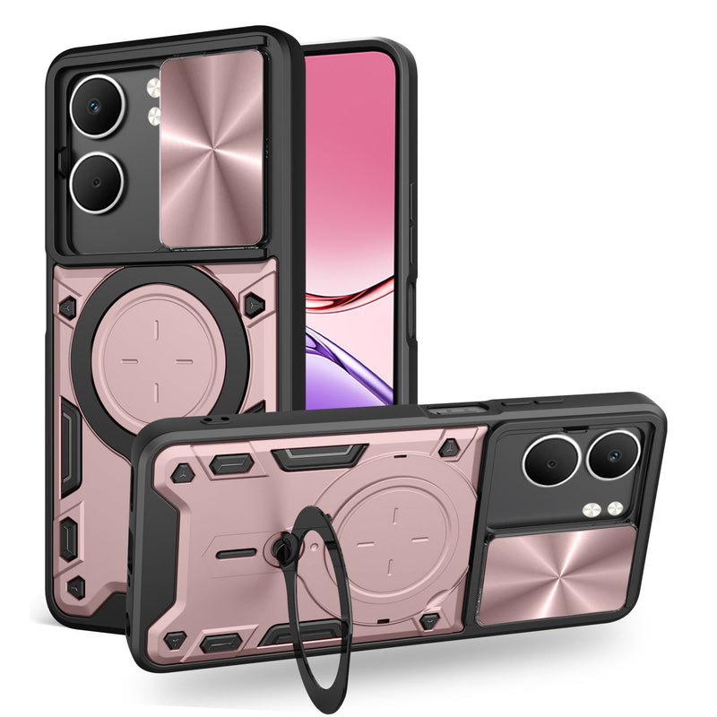 OPPO A5 Ring Kickstand Case w/ Camera Cover [Rose Gold]