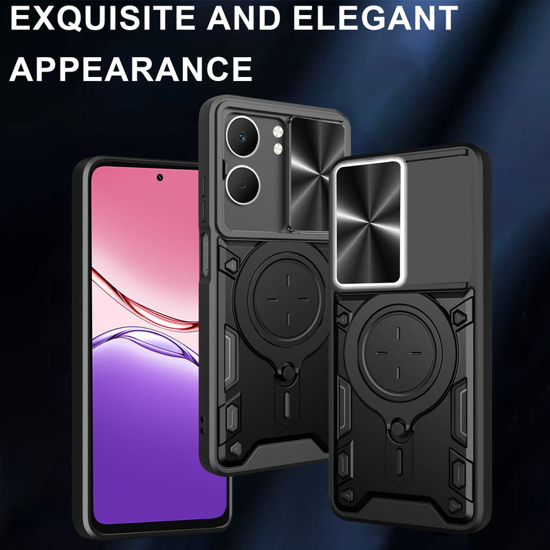 OPPO A5 Ring Kickstand Case w/ Camera Cover [Purple]