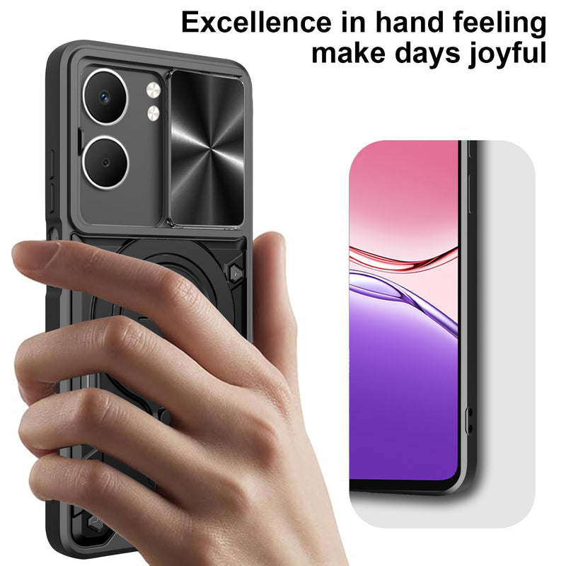 OPPO A5 Ring Kickstand Case w/ Camera Cover [Black]