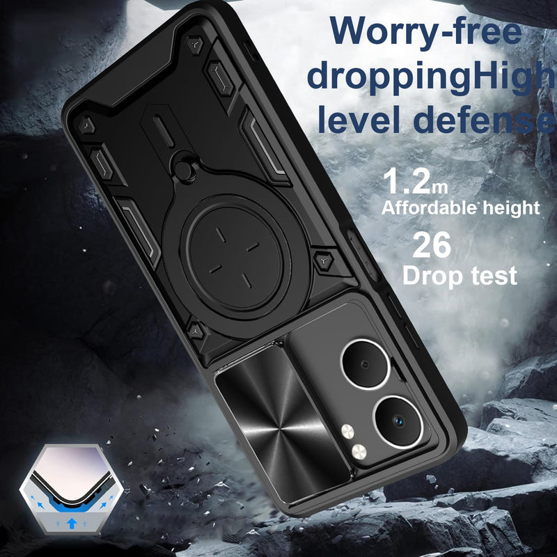 OPPO A5 Ring Kickstand Case w/ Camera Cover [Black]