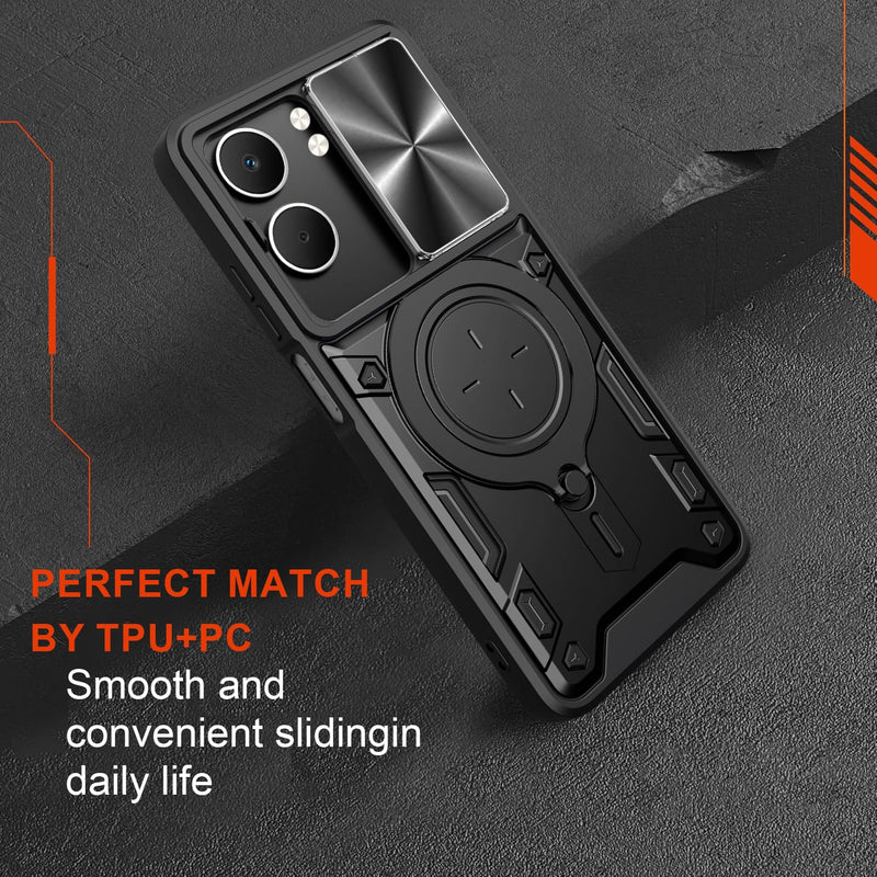 OPPO A5 Ring Kickstand Case w/ Camera Cover [Black]
