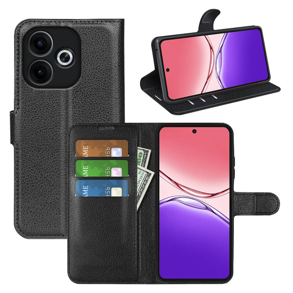 OPPO A5 Pro 5G PU Wallet Case [Black]