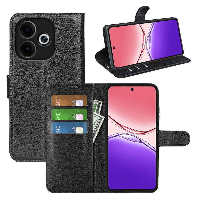 OPPO A5 Pro 5G PU Wallet Case [Black]