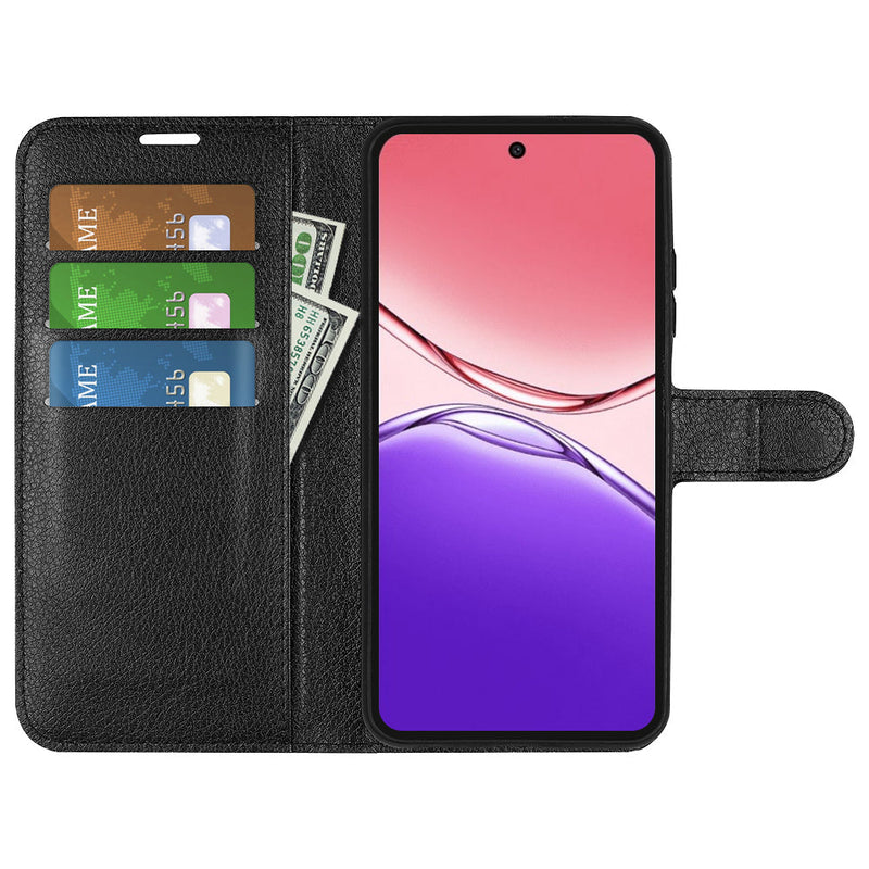 OPPO A5 Pro 5G PU Wallet Case [Black]