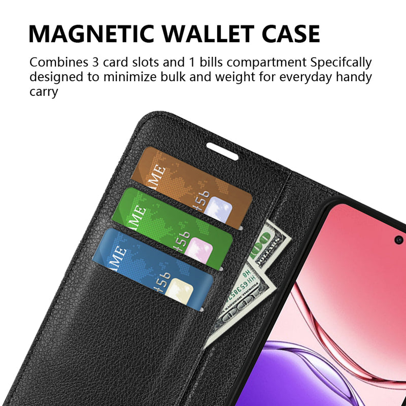 OPPO A5 Pro 5G PU Wallet Case [Black]