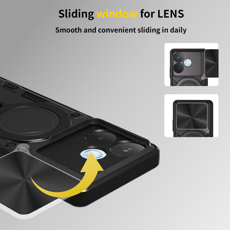 OPPO A5 Pro 5G Ring Kickstand Case w/ Camera Cover [Black]