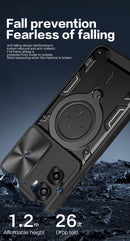 OPPO A6x 4G / 5G 2026 Ring Kickstand Case w/ Camera Cover [Black]