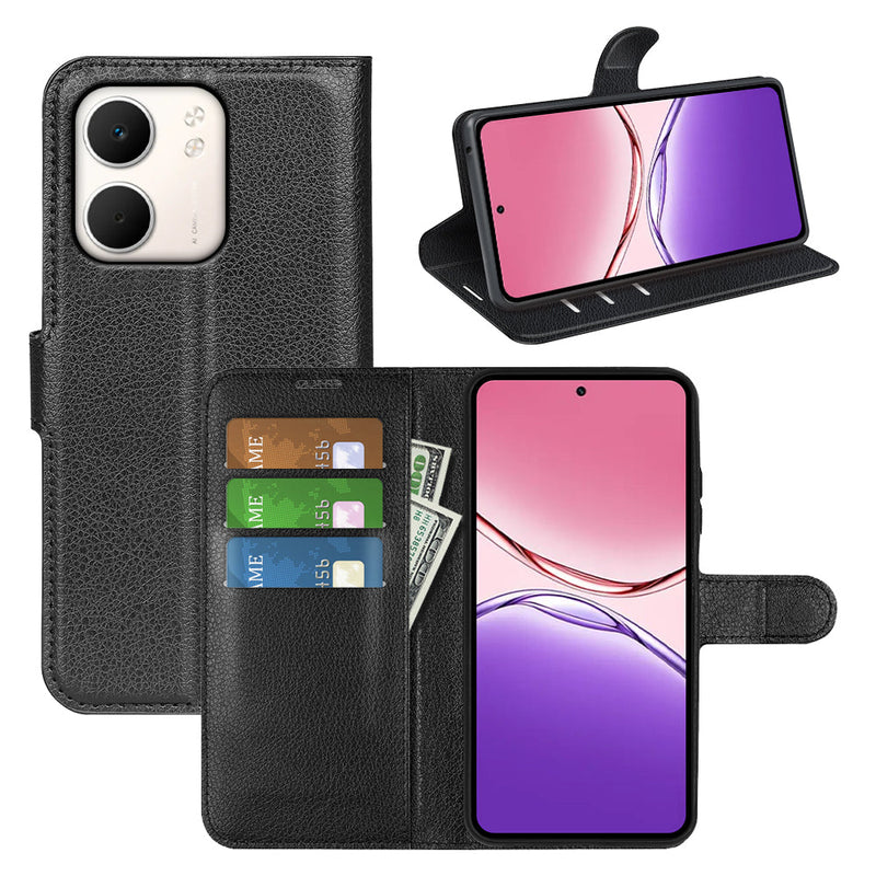 OPPO A5x 2025 PU Wallet Case [Black]