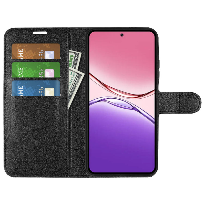OPPO A5x 2025 PU Wallet Case [Black]
