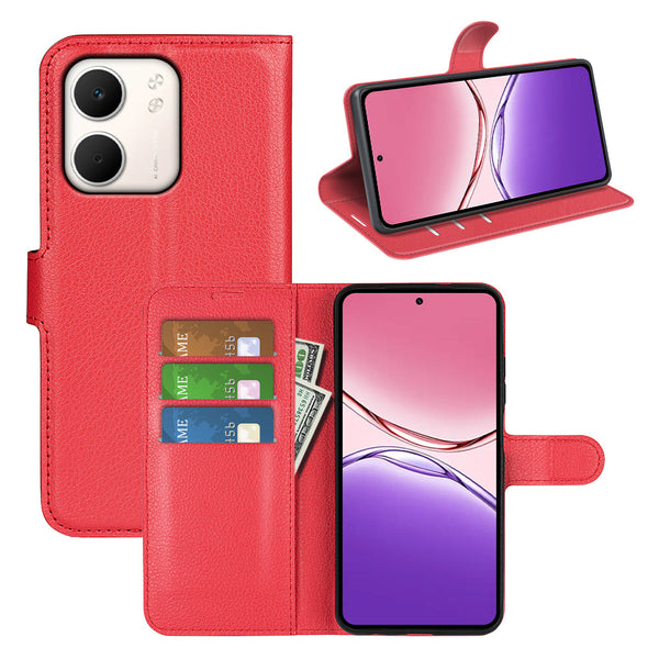 OPPO A5x 2025 PU Wallet Case [Red]