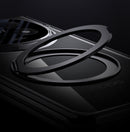 Clear 360°Rotating Magnetic Ring Stand Case for OPPO FIND N5 with Tempered Glass [Black]