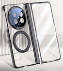 Clear 360°Rotating Magnetic Ring Stand Case for OPPO FIND N5 with Tempered Glass [Purple]