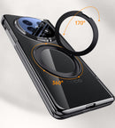 Clear 360°Rotating Magnetic Ring Stand Case for OPPO FIND N5 with Tempered Glass [Purple]