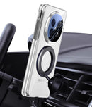 Clear 360°Rotating Magnetic Ring Stand Case for OPPO FIND N5 with Tempered Glass [Black]