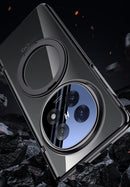 Clear 360°Rotating Magnetic Ring Stand Case for OPPO FIND N5 with Tempered Glass [Silver]
