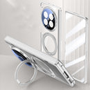 OPPO Find N6 Clear Magnetic Case - 360° Rotating Ring Stand & Hinge Shield [Silver]