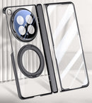 OPPO Find N6 Clear Magnetic Case - 360° Rotating Ring Stand & Hinge Shield [Silver]
