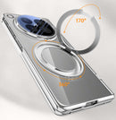 OPPO Find N6 Clear Magnetic Case - 360° Rotating Ring Stand & Hinge Shield [Black]