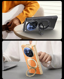 OPPO Find N6 Clear Magnetic Case - 360° Rotating Ring Stand & Hinge Shield [Silver]