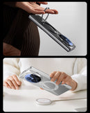 OPPO Find N6 Clear Magnetic Case - 360° Rotating Ring Stand & Hinge Shield [Silver]