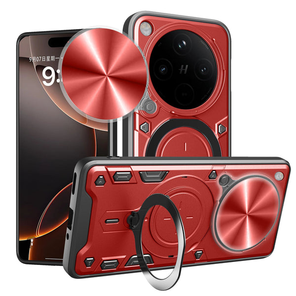 OPPO Find X8 Pro Ring Kickstand Case w/ Camera Cover [Red]