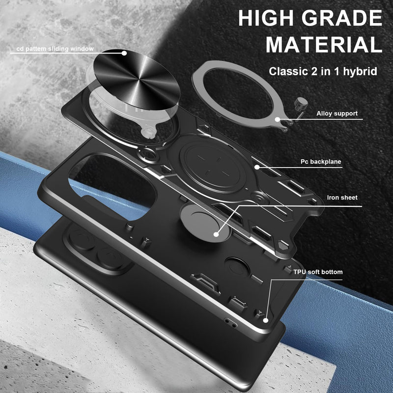 OPPO Find X8 Pro Ring Kickstand Case w/ Camera Cover [Black]